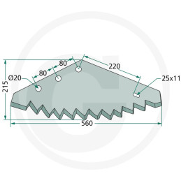 Nóż paszowozu uniwersalny otwór 19.5 mm